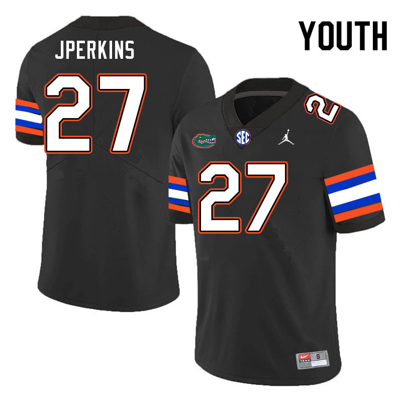 Youth #27 Jadarrius Perkins Florida Gators College Football Jerseys Stitched-Black - Click Image to Close